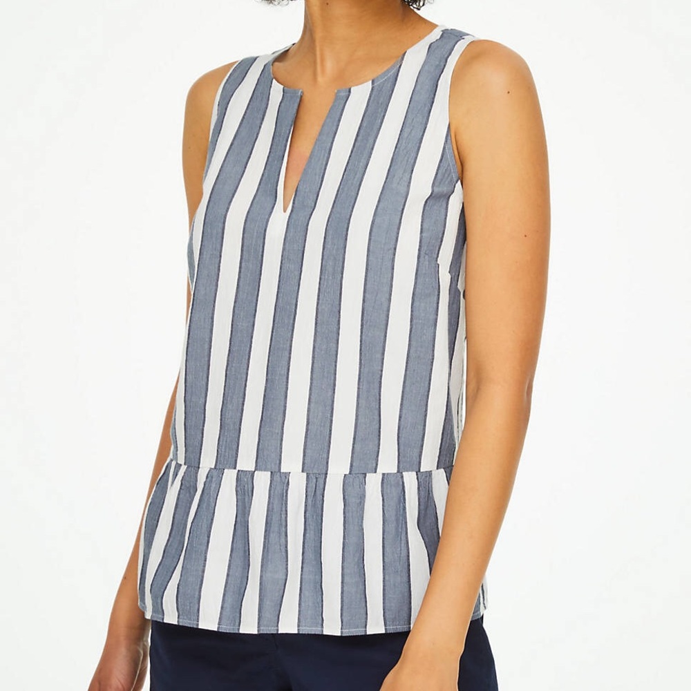 LOFT Outlet Striped Peplum Shell Top